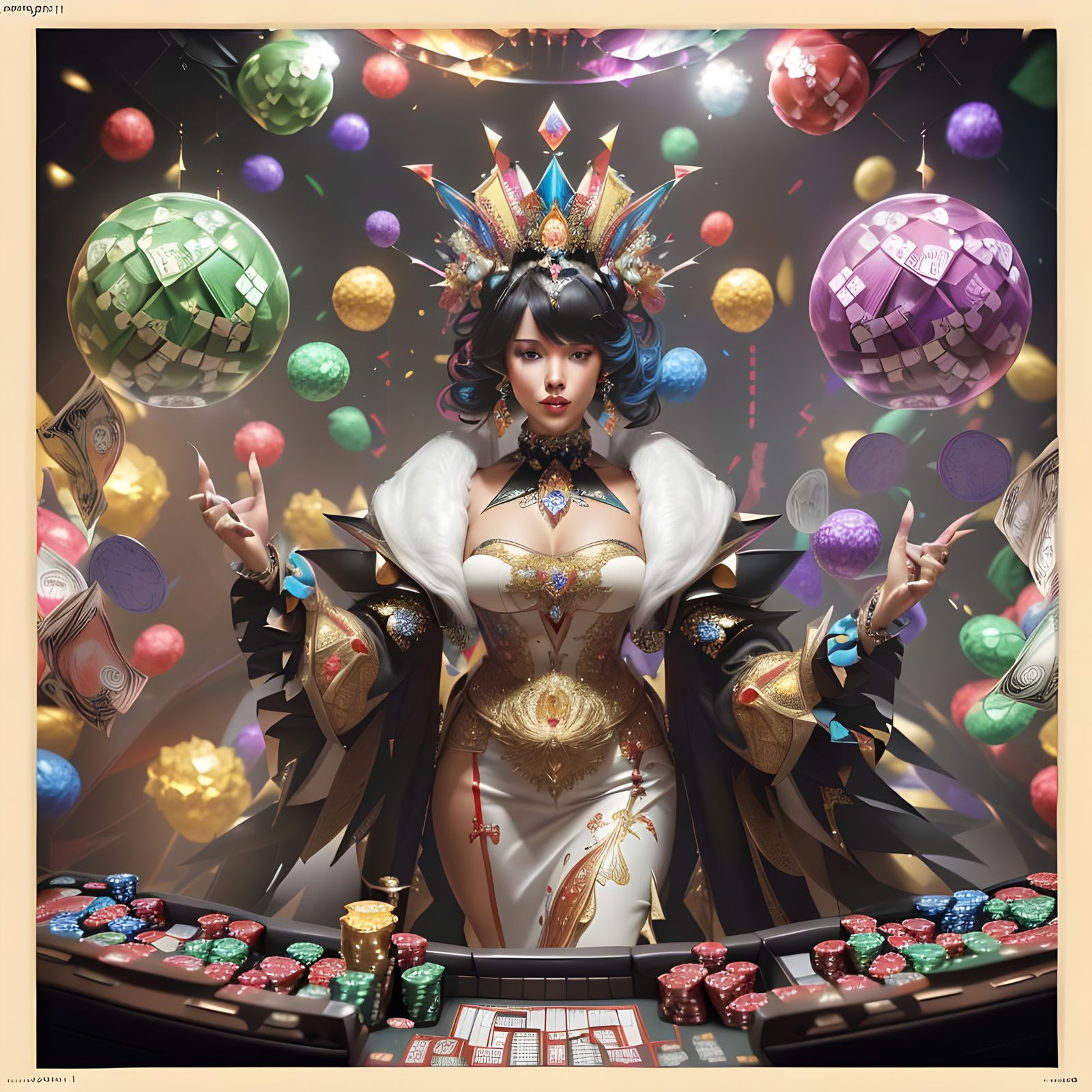 Extravagant Poker Player in Futuristic Garment