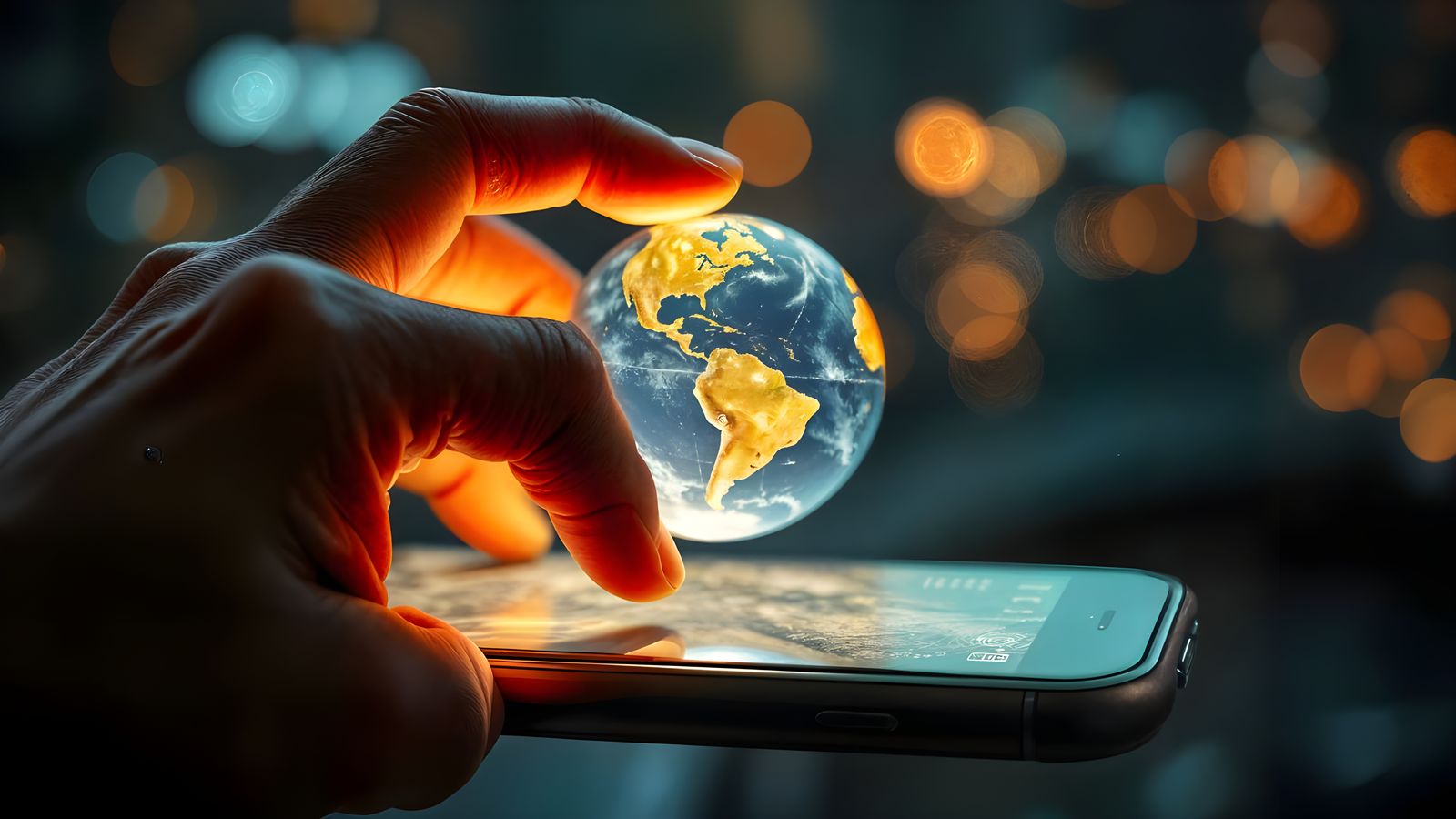 Glowing Hand Holds Planet in Digital Surrealism