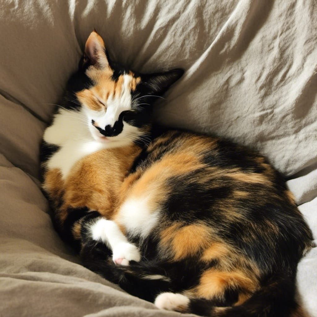 Cat Napping on Office Chair in Cozy Room