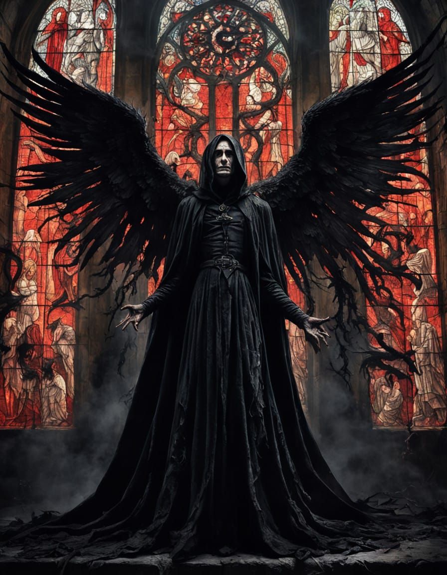 Dark Gothic Fallen Angel Ascending from Hell's Depths