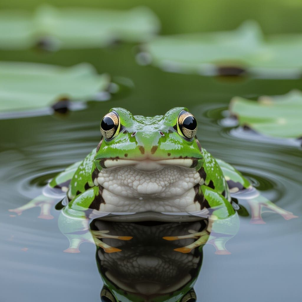 Cute Frog Sitting in Water