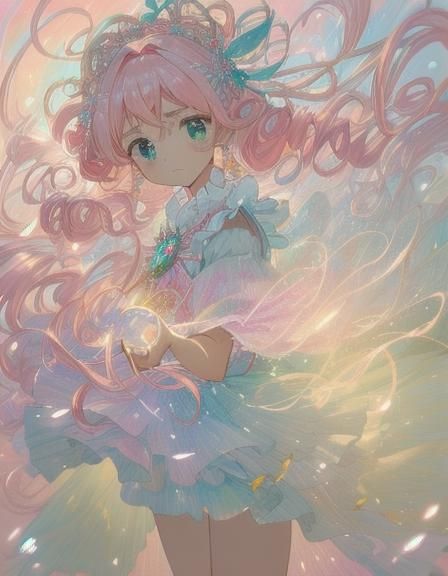 Pastel Dancers in Pink Glow: Digital Art