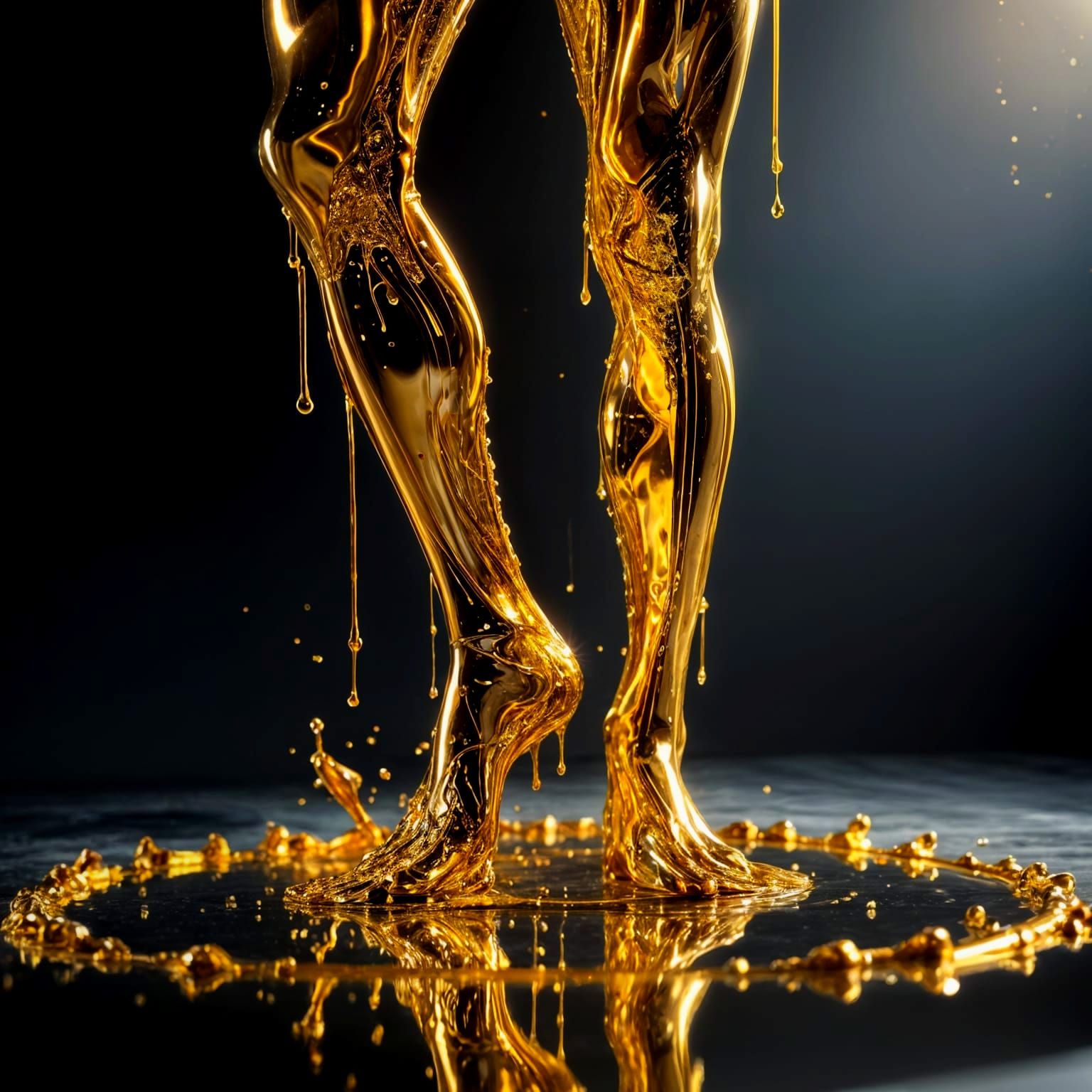 Melting Glass Dancer in Golden Light