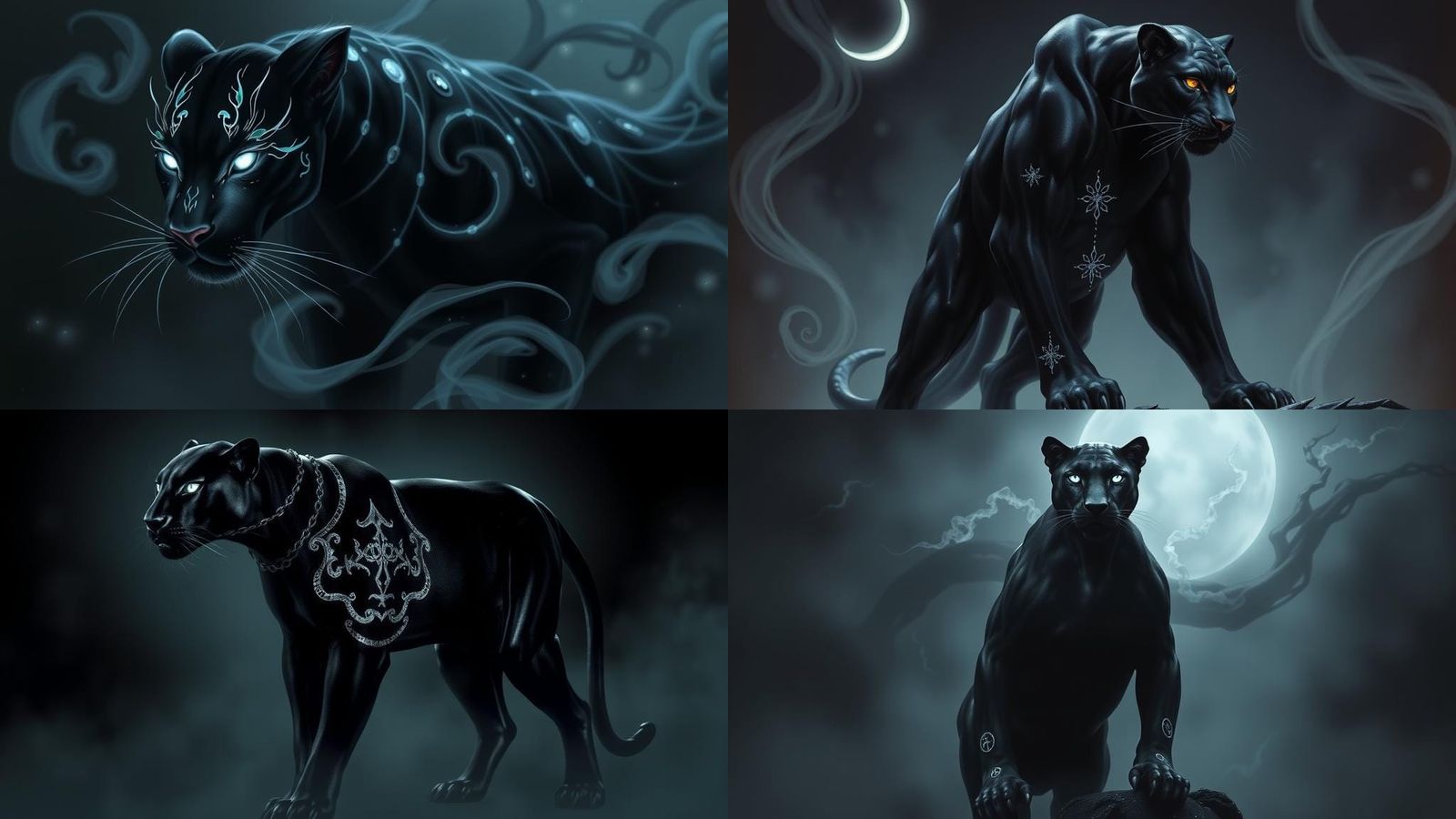 Ethereal Shadow Panther with Glowing Runes