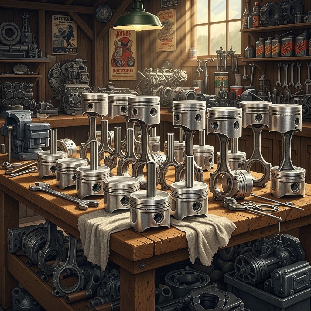 Classic Workshop with Clean Engine Pistons