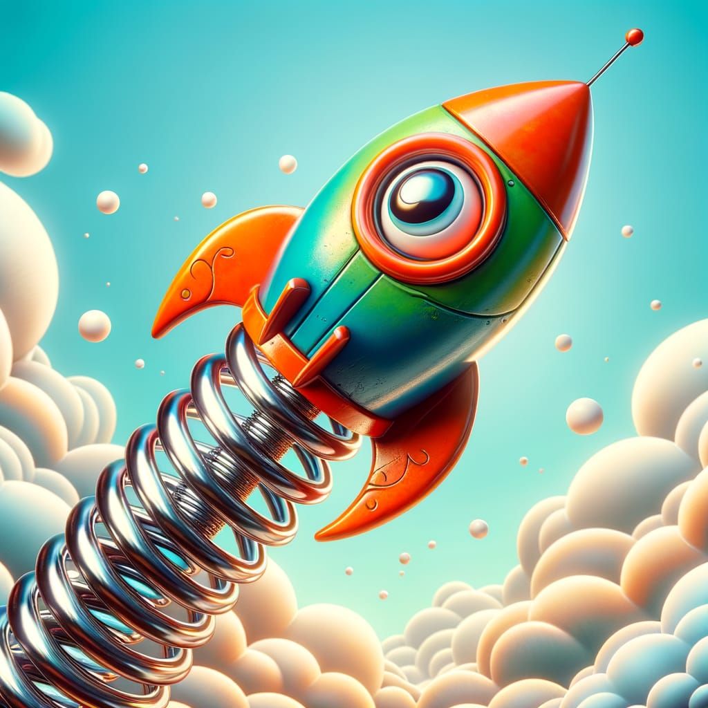Retro Rocket Blasts Off in Vibrant Colors