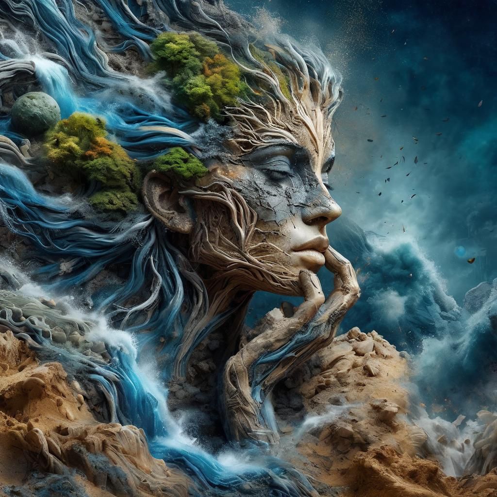 Earth Deity Formed by Rivers and Roots