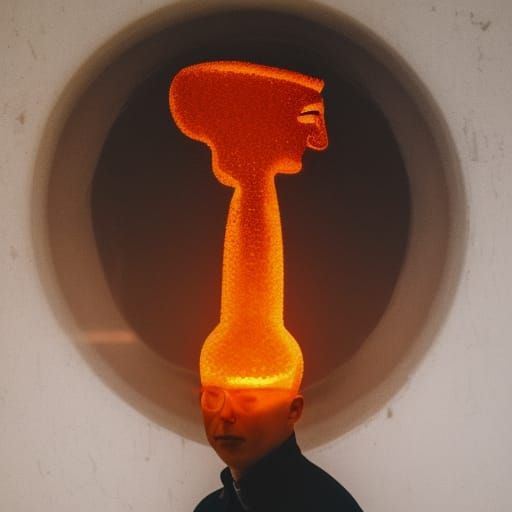 Man with a Lava Lamp Head: Surreal Portrait