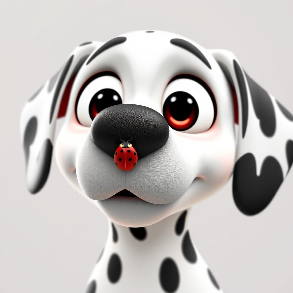 Surprised Dalmatian Portrait in Pixar-Inspired 3D Style
