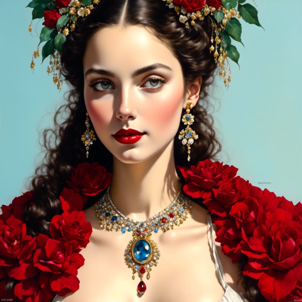 Italian Beauty in Renaissance Style Doorway