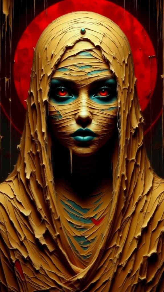 Blood Moon Mummy Queen Reborn Under Crimson Sky