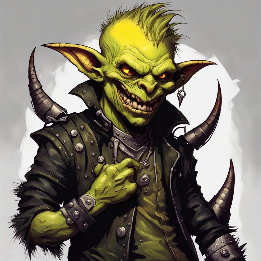 Yellow-Skinned Goblin Punk Rocker Artwork