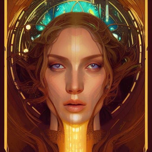 Star Tarot Card in Art Nouveau Style