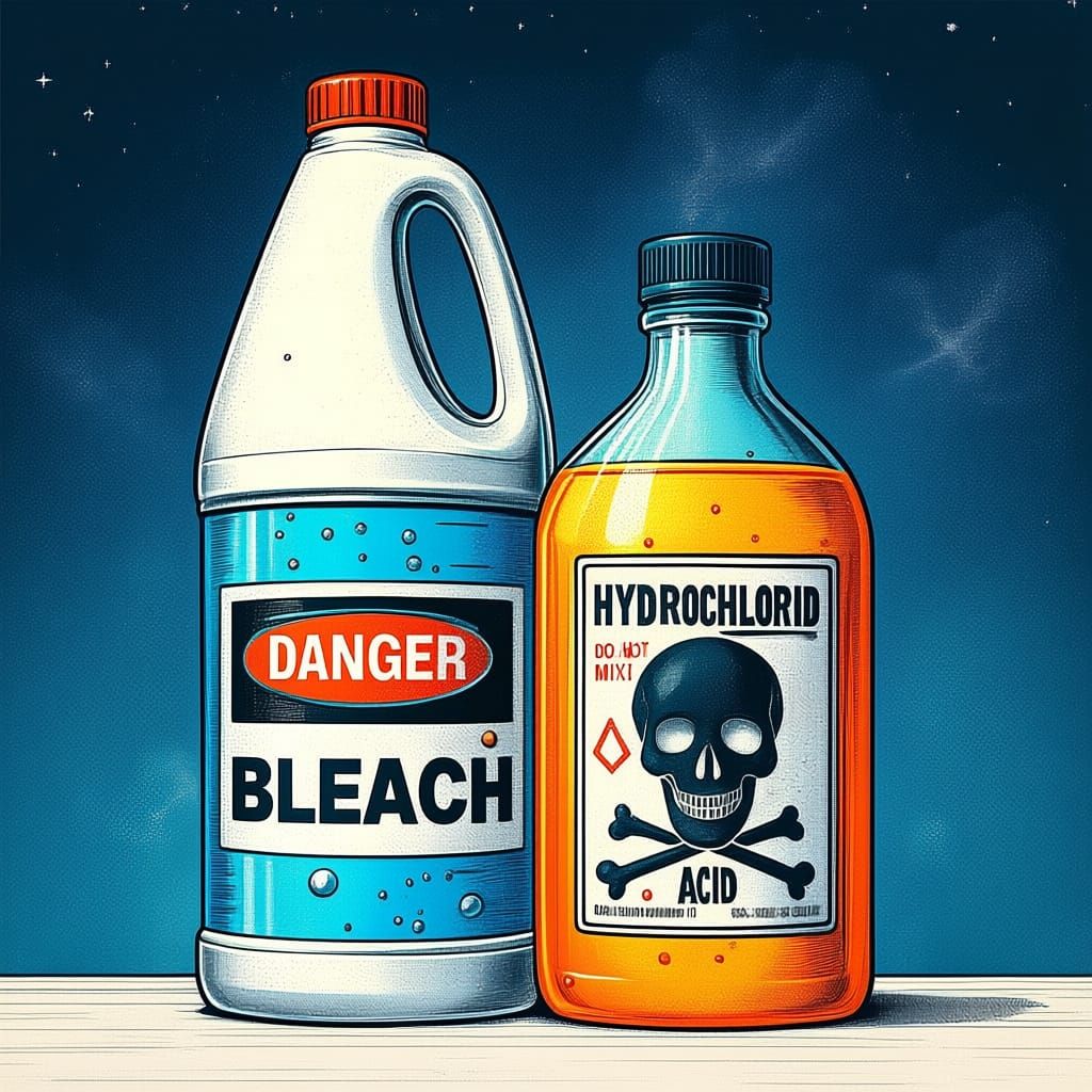Danger: Do Not Mix Bleach and Acid Bottles
