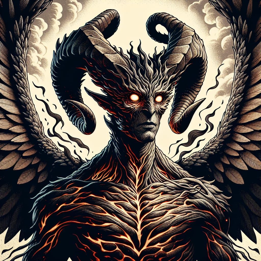 Tiefling Illustration with Greek Mythology Influence