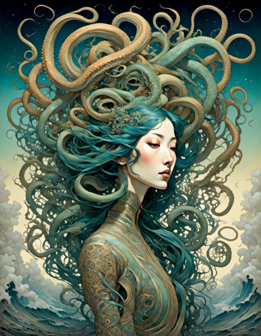 <lora:Aquarius:1.0> <lora:SmoothLovecraftV2:1.0> Tentacle he...