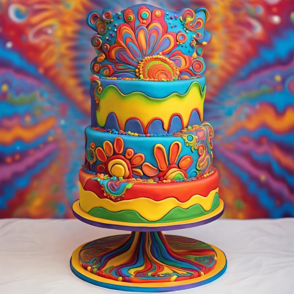 Psychedelic Wedding Cake in Peter Max Style