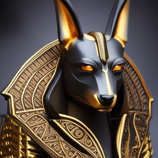 Anubis: Jackal-Headed God of Death in Hyperrealism