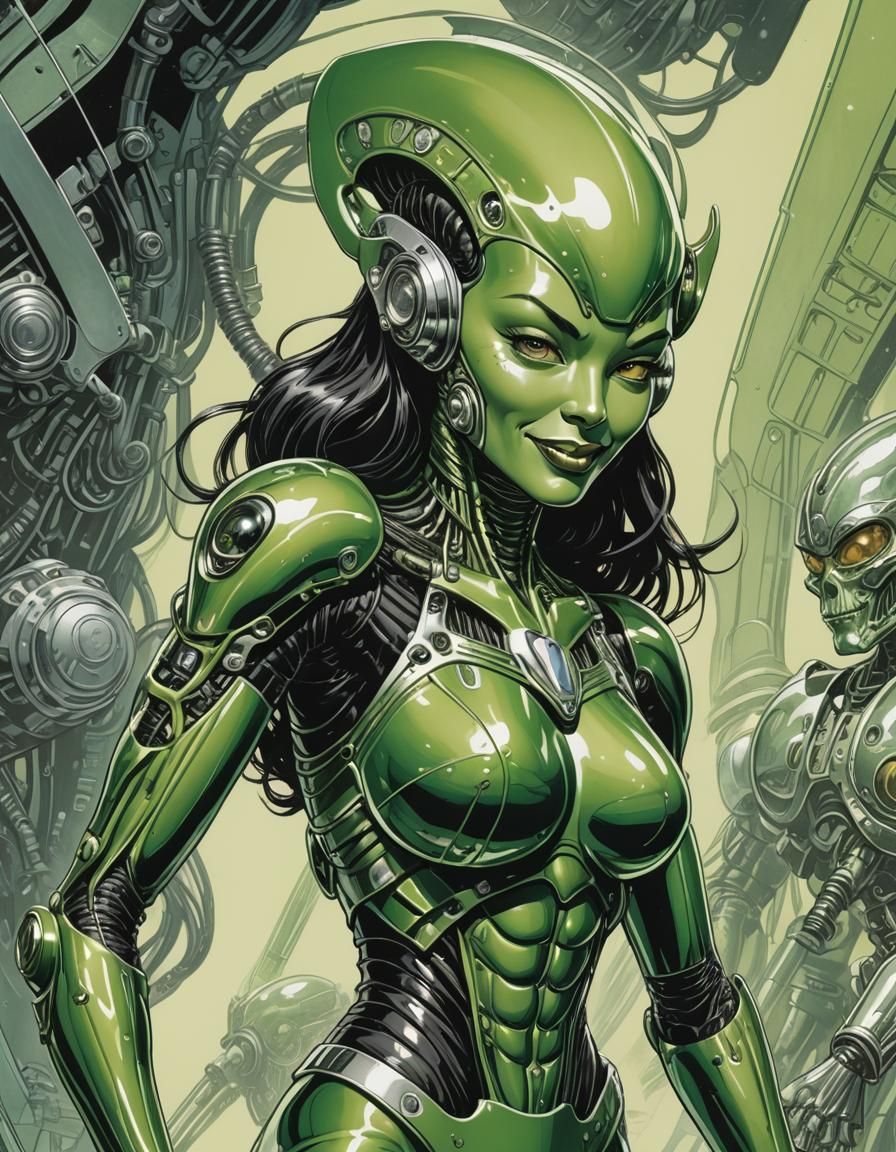 Retro Sci-Fi: Alluring Green Alien Woman