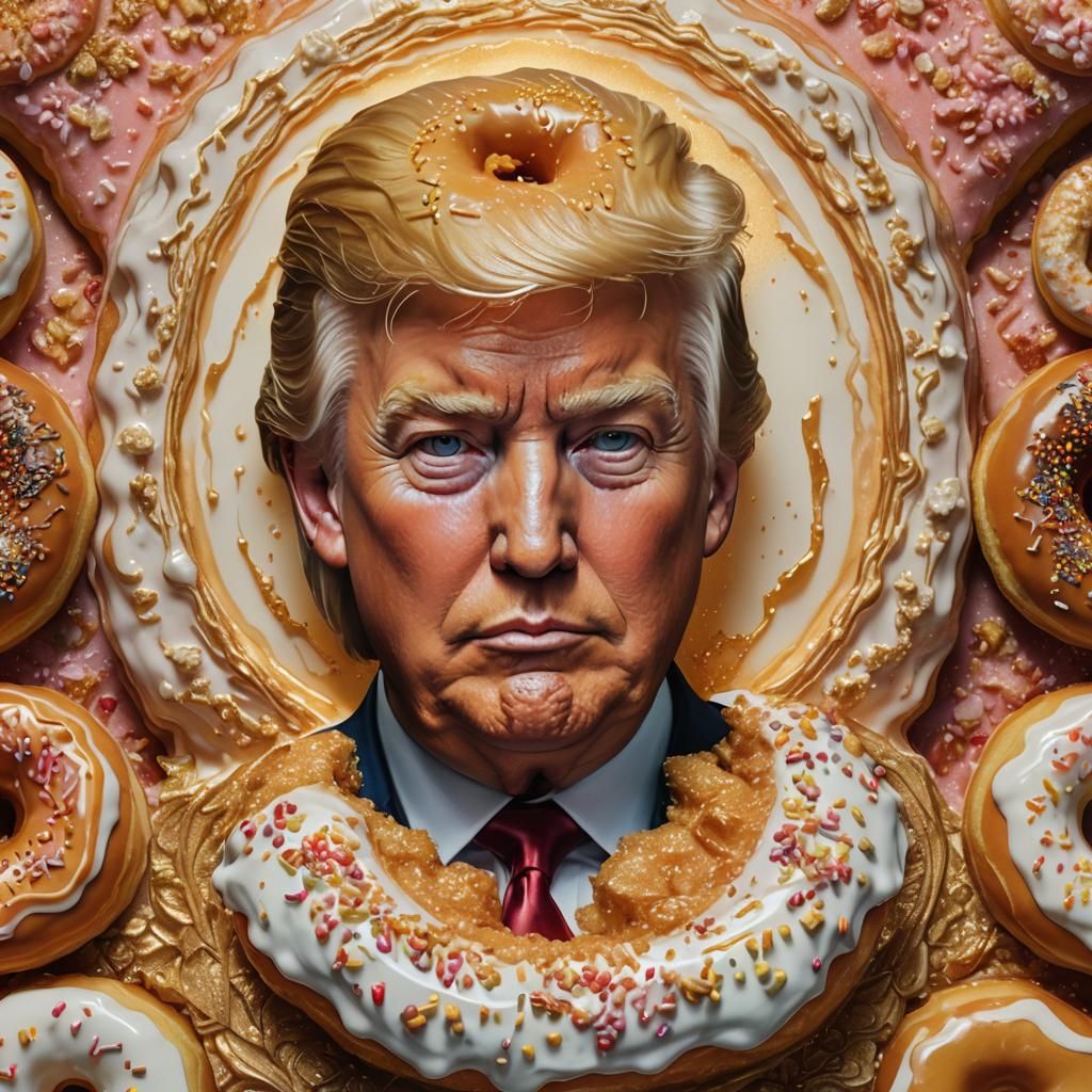 Trump Donut Portrait in Ornate Room, Matte Painting