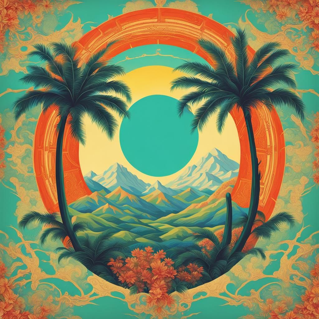 Abstract Palm Tree Inspired by The Creation of Adam