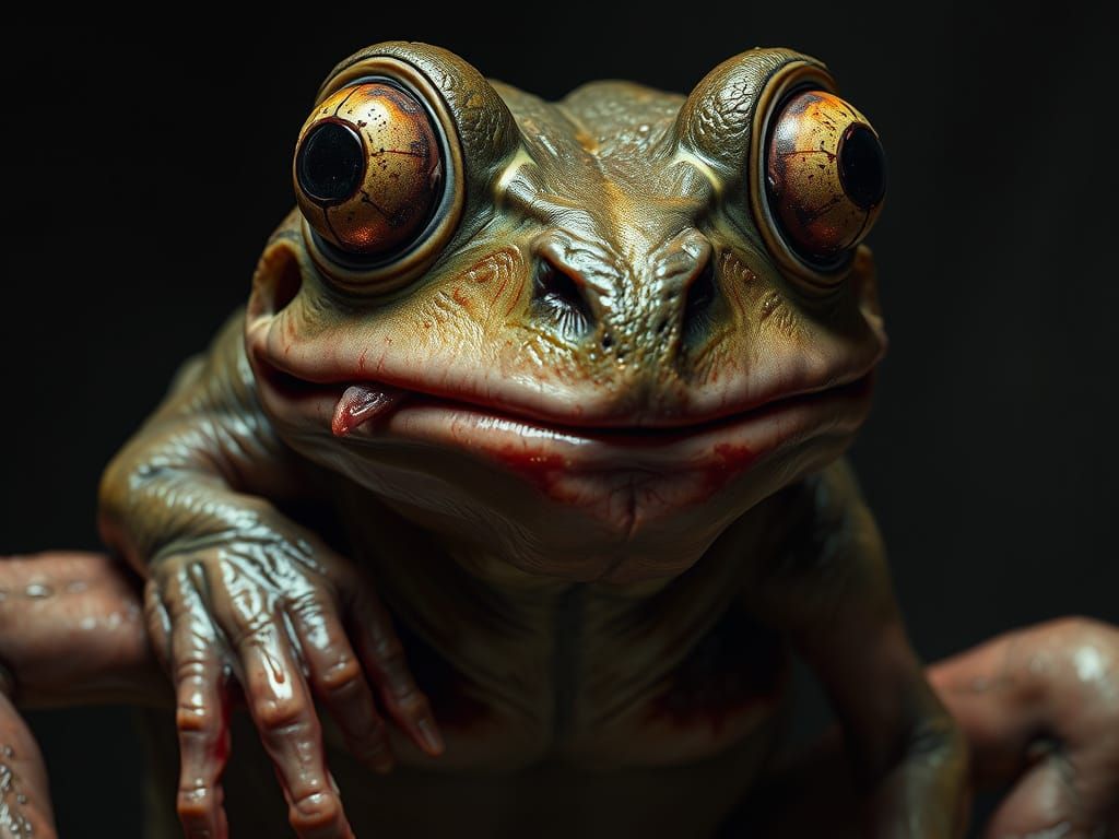 Grotesque Frog Creature Transformation: A Dark Fantasy Portr...