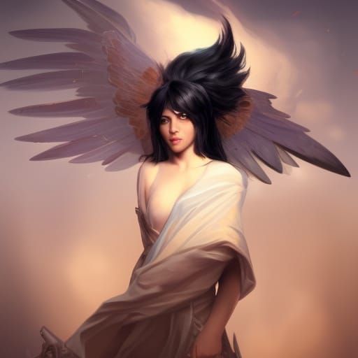 Portrait of Pegasus with black hair. head and shoulders port...