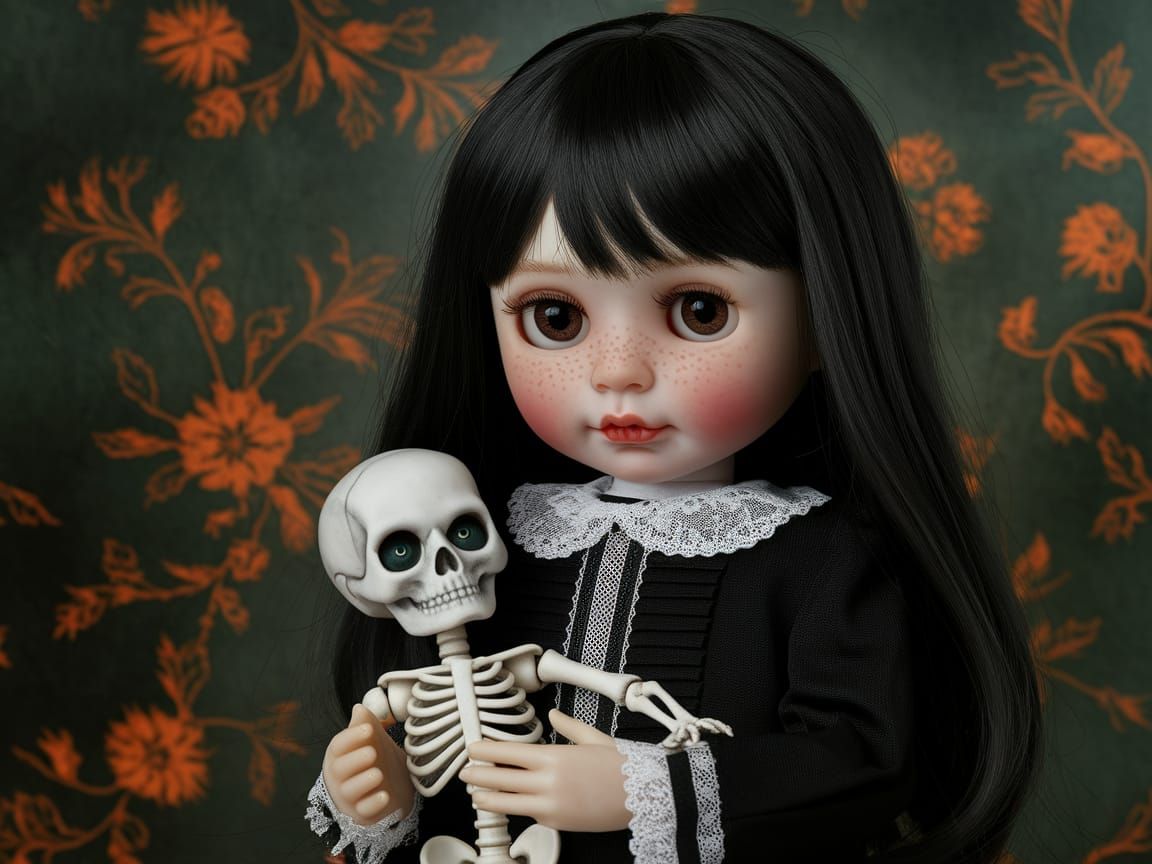 Ethereal Doll Surrounded by Whispers of the Past in Moody La...