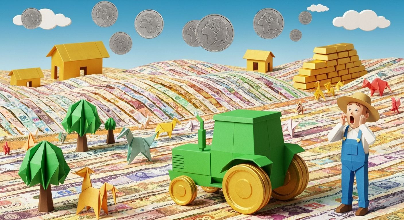 Whimsical Papercraft Farm with Origami Money and Gold Bars