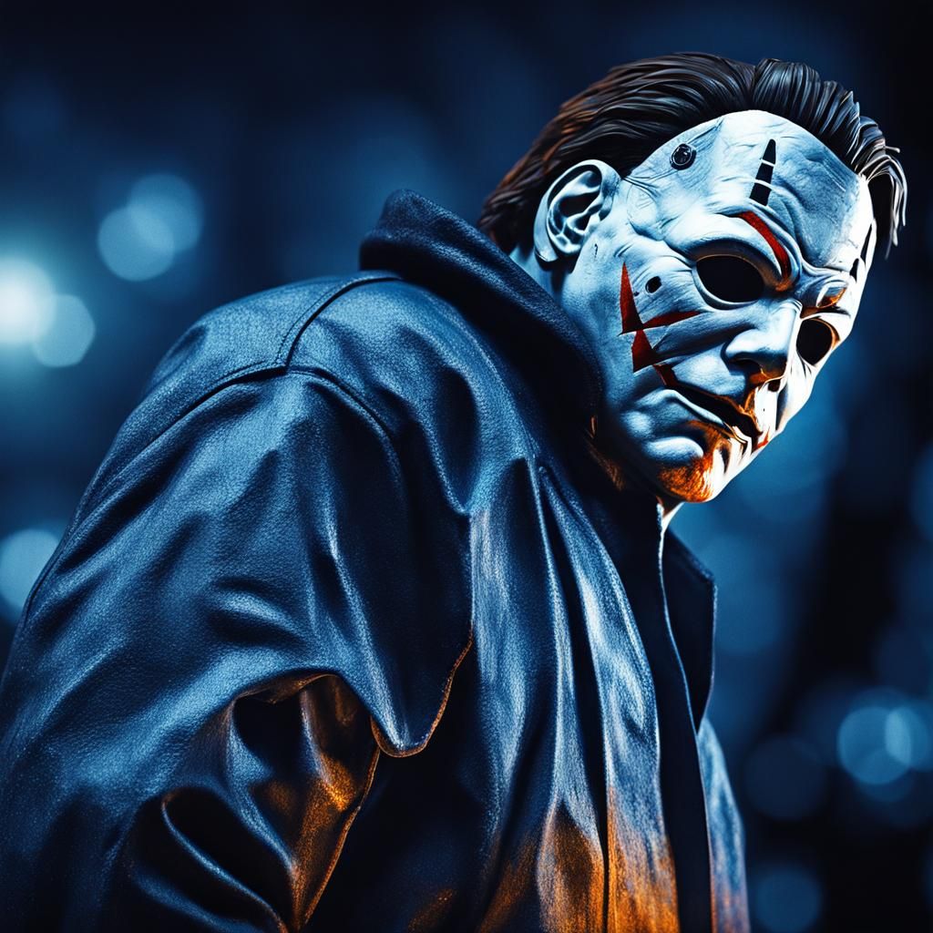 Hyperrealistic Micheal Myers Portrait with Evil Smile