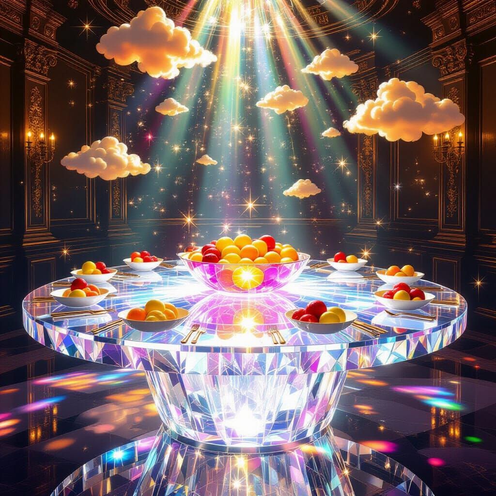 Levitating Crystal Banquet with Starlight Fruit