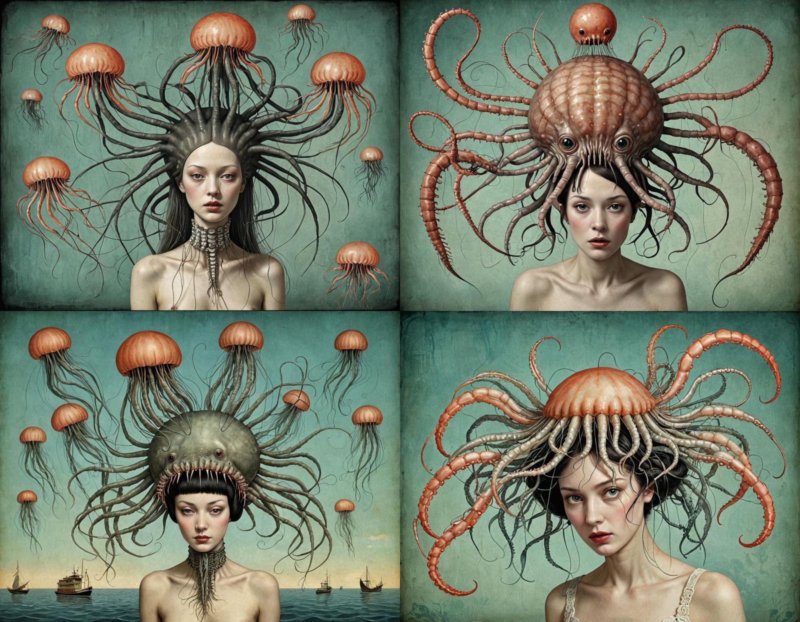 Bizarre Horror Jellyfish Hybrid Creature