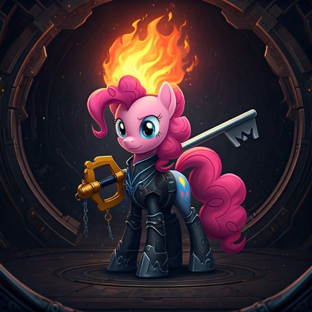 Realistic Cyberpunk Pony Girl Wields Keyblade in Futuristic ...