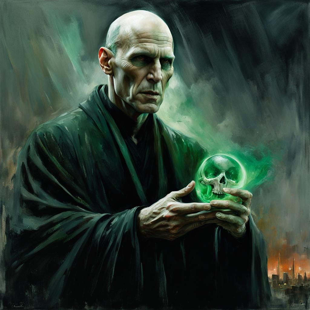 Voldemort Casting Spell in Graveyard, Matte Painting