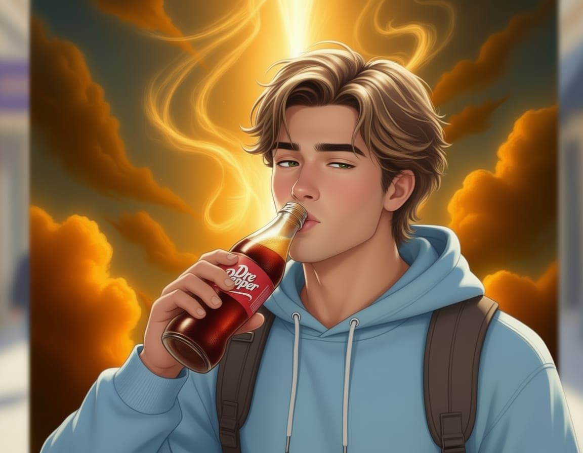 Man Drinks Dr. Pepper in AI Art