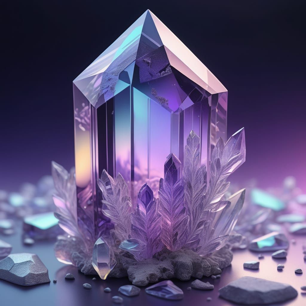 Surreal Crystal Flakon in Vibrant Oil Painting Style