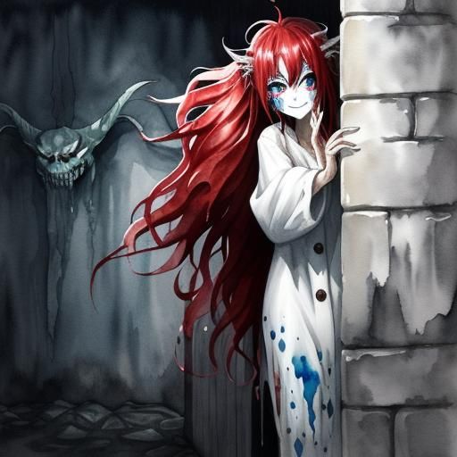 Mischievous One-Eyed Monster Peeking: Watercolor Art