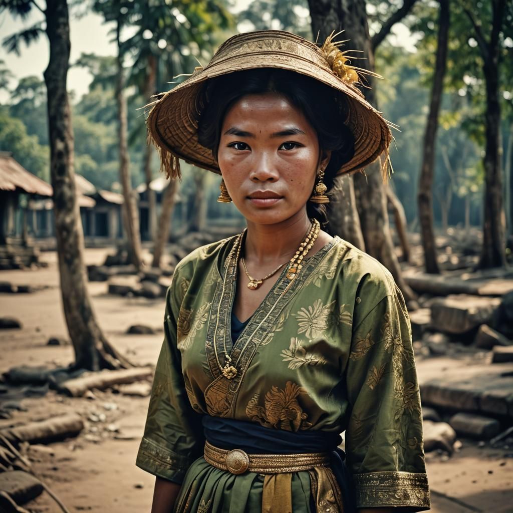 Vintage Portrait of a Cambodian Woman