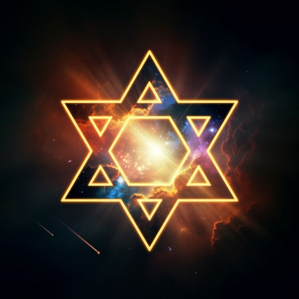 Glowing Star of David Double Exposure