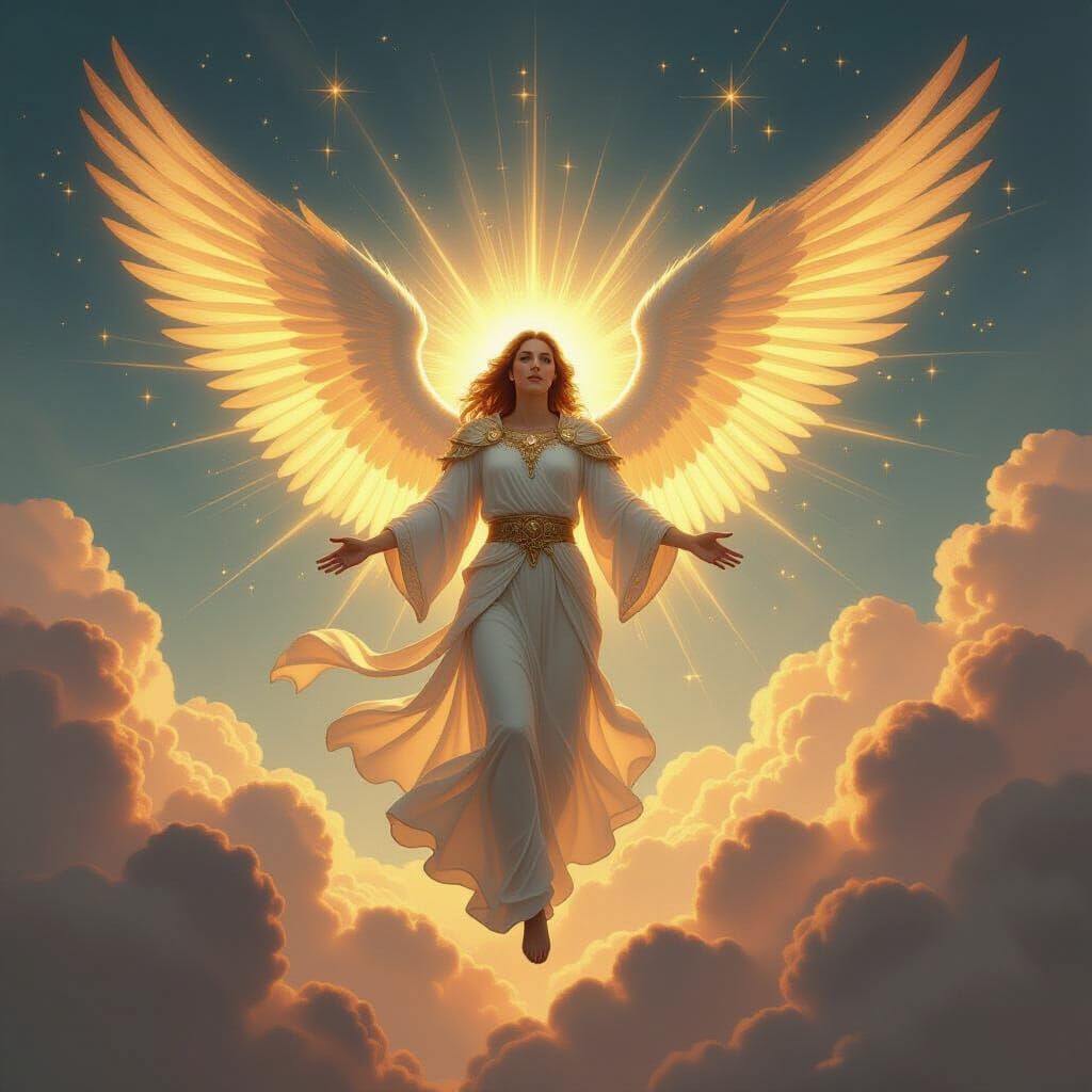 Radiant Seraph Ascends in Celestial Grandeur