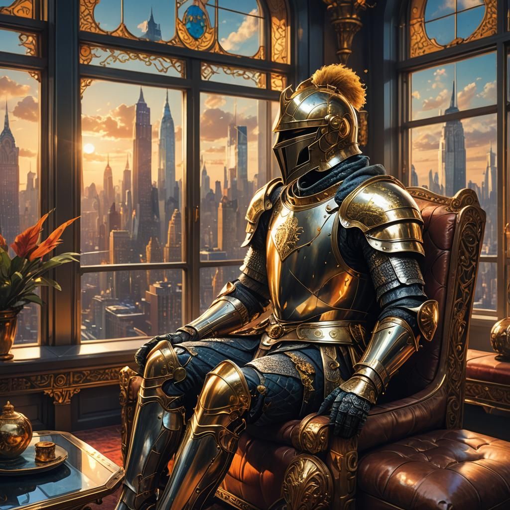Knight in Penthouse: Maximalist Fantasy Concept Art