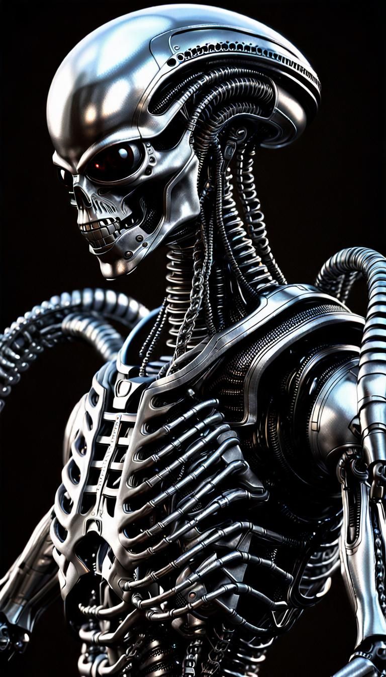 Biomechanical Robot Concept Art Inspired by Giger