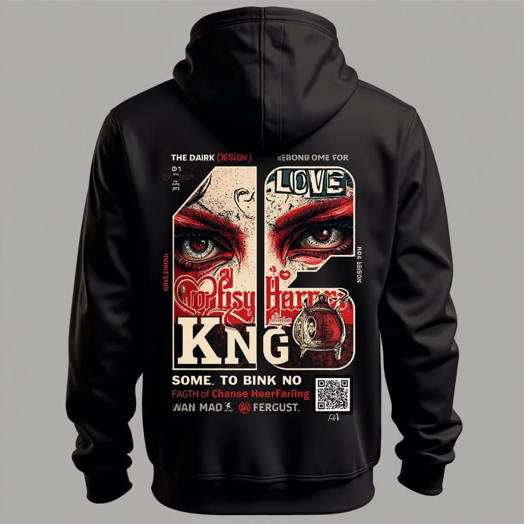 Street Art Hoodie Design with Numbers and Batman Logo