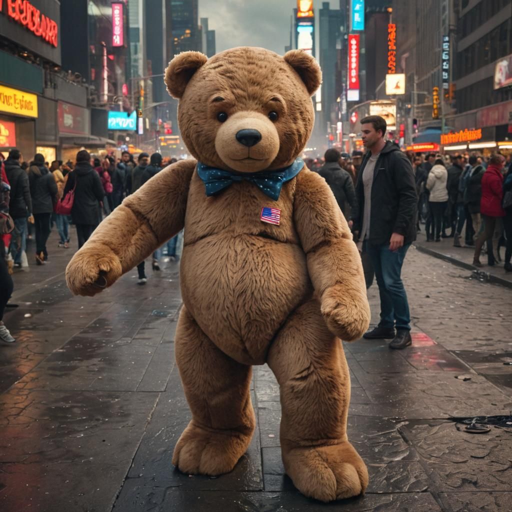 Teddy Bear Rampage in Times Square: Digital Art