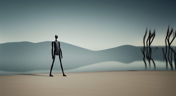Headless Mannequin in Surreal Hyperrealistic Landscape
