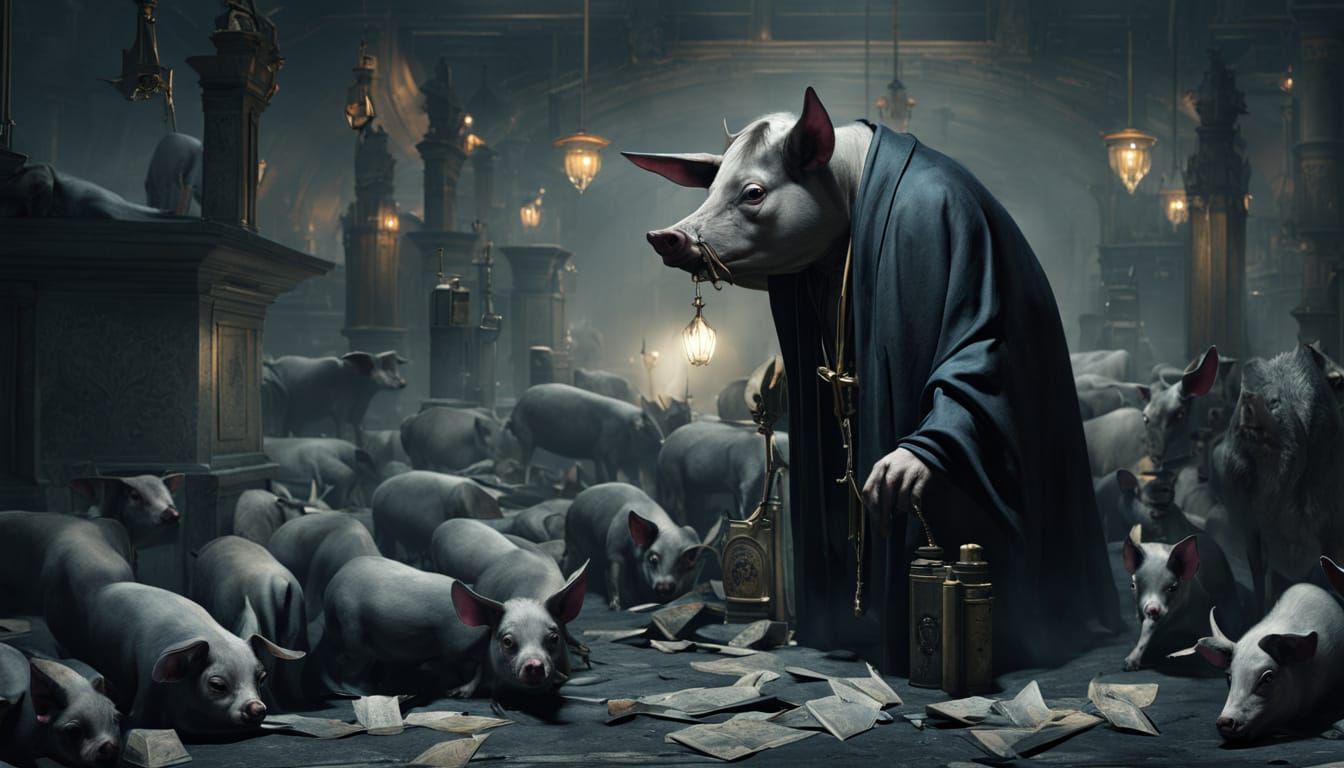 Dark Fantasy Cowpig in Hyper-Realistic Digital Art