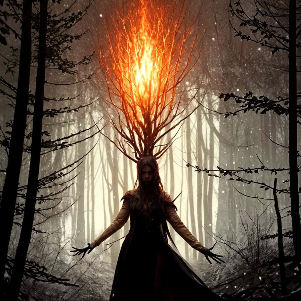 Sinister Magic: Fire and Snow at Night