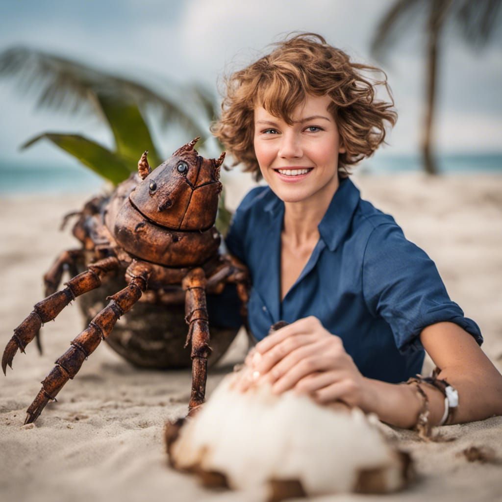 Amelia Earhart Attends a Coconut Crab Beach Party