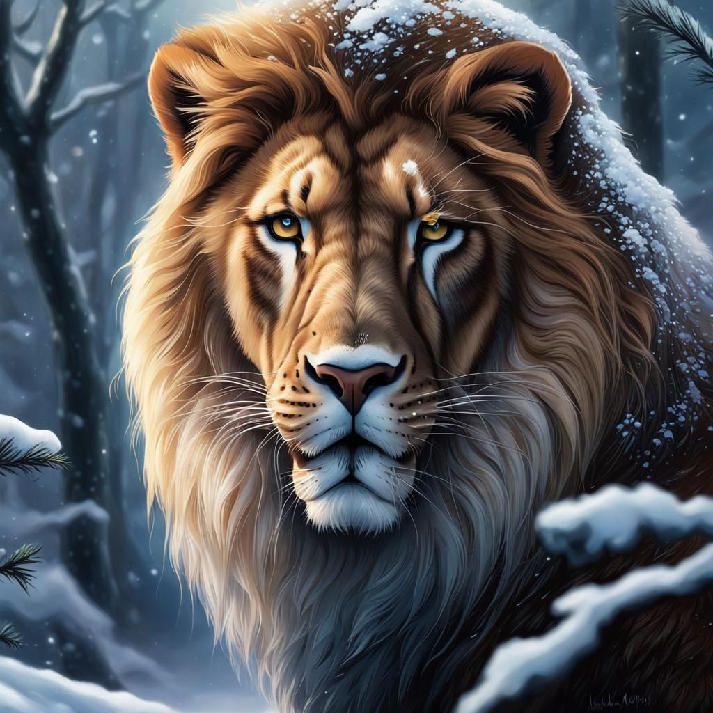 Majestic Lion Brings Spring After Winter's End