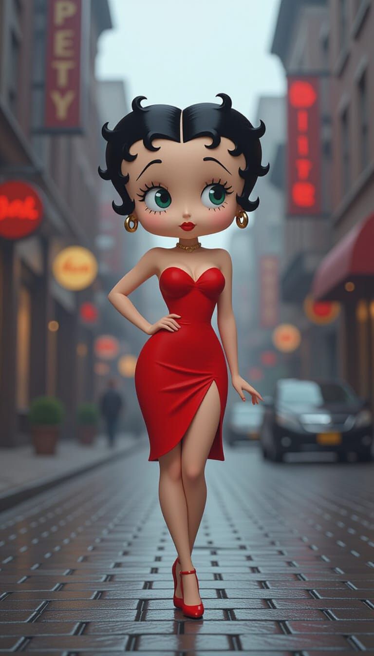 Betty Boop as Human in Cinematic 4K Style